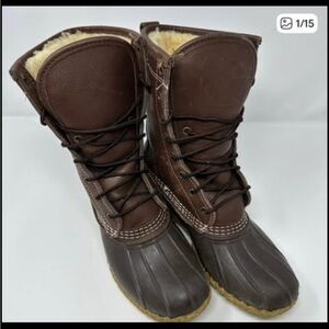 Brown Duck Boots with Fur Lining